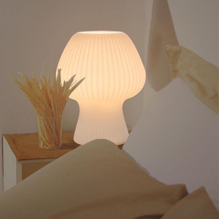 Taos Ribbed Glass Mushroom Table Lamp