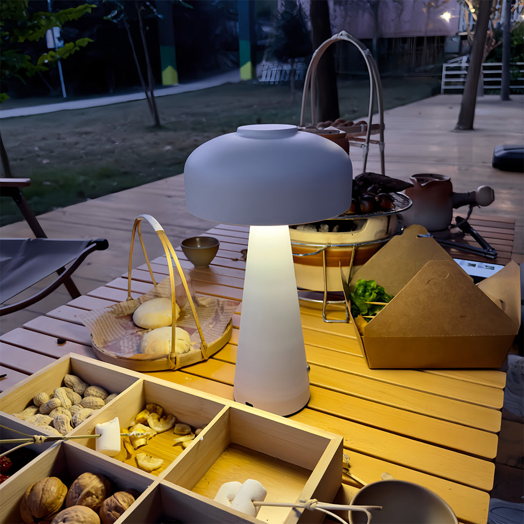 Mini Mushroom Table Lamp, Cordless Iron Dome, Touch Dimmer, 3 Colors