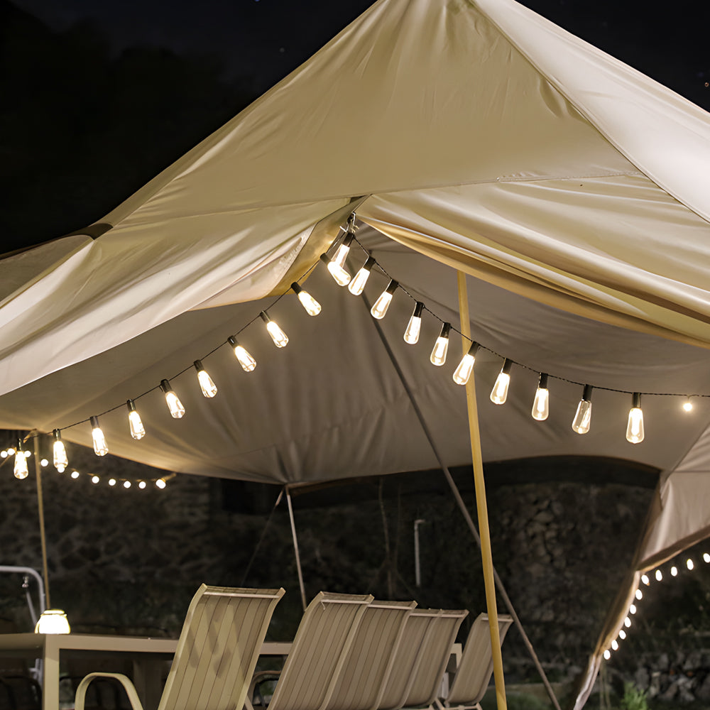 Solar String Lights — Vintage Edison Bulb Outdoor Lights, 32.8 ft