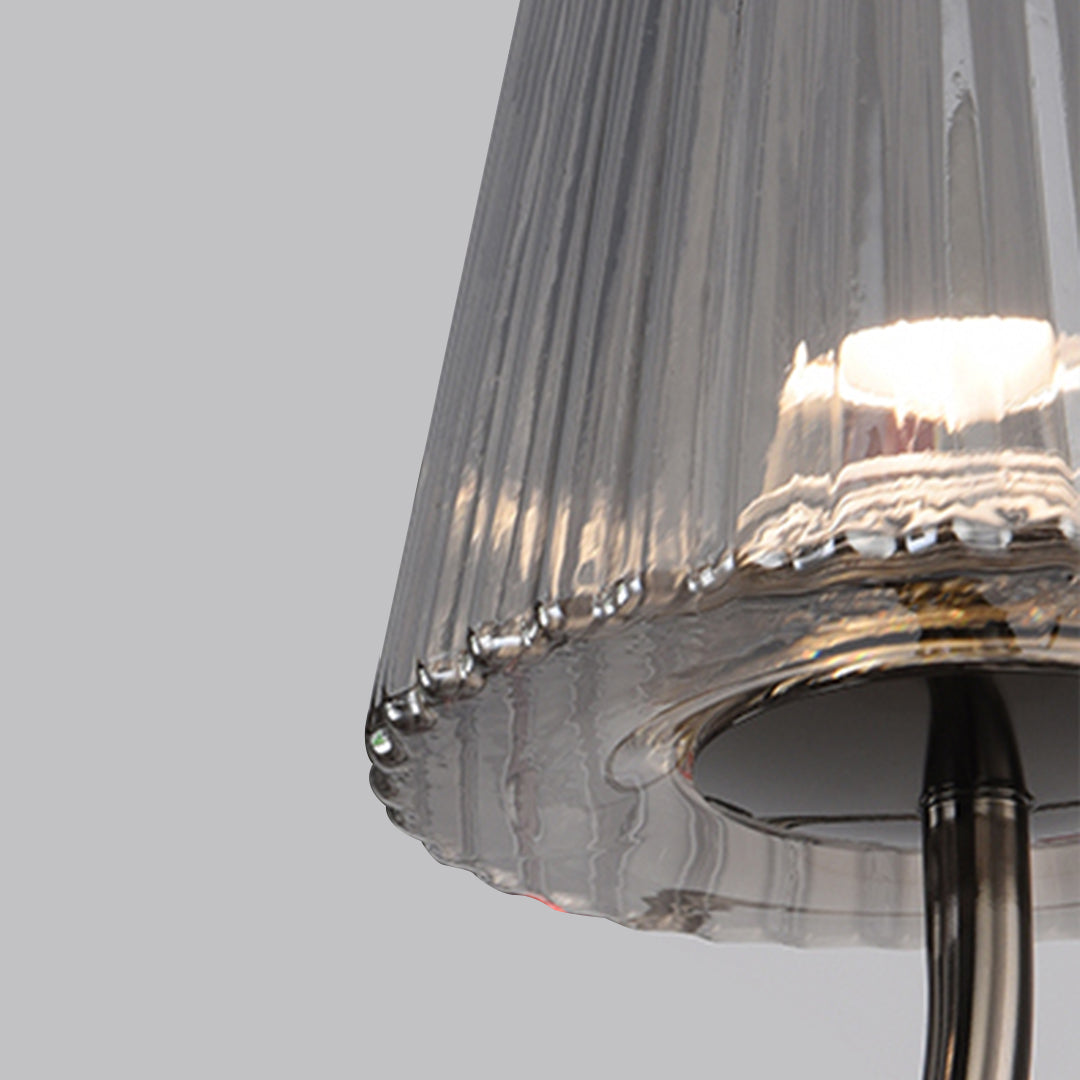 Black 3-Light Floor Lamp with Smoked Fluted Glass Shades, Modern Tree Lamp
