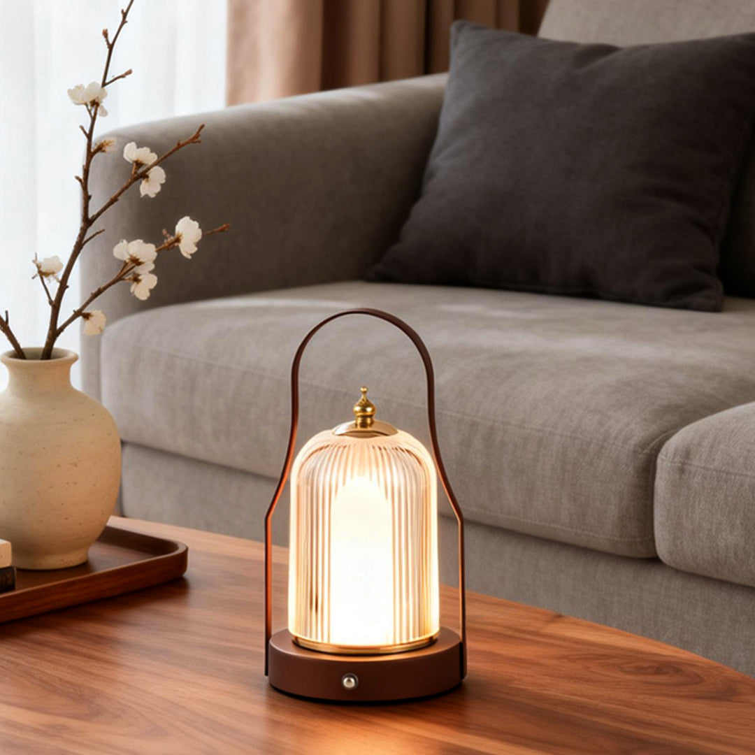 Cordless Lantern Lamp — Brushed Brass Rechargeable Table Lamp, 3 Colors