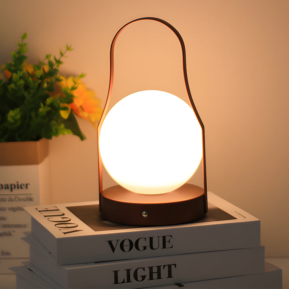 Cordless Lantern Lamp — Brushed Brass Rechargeable Table Lamp, 3 Colors