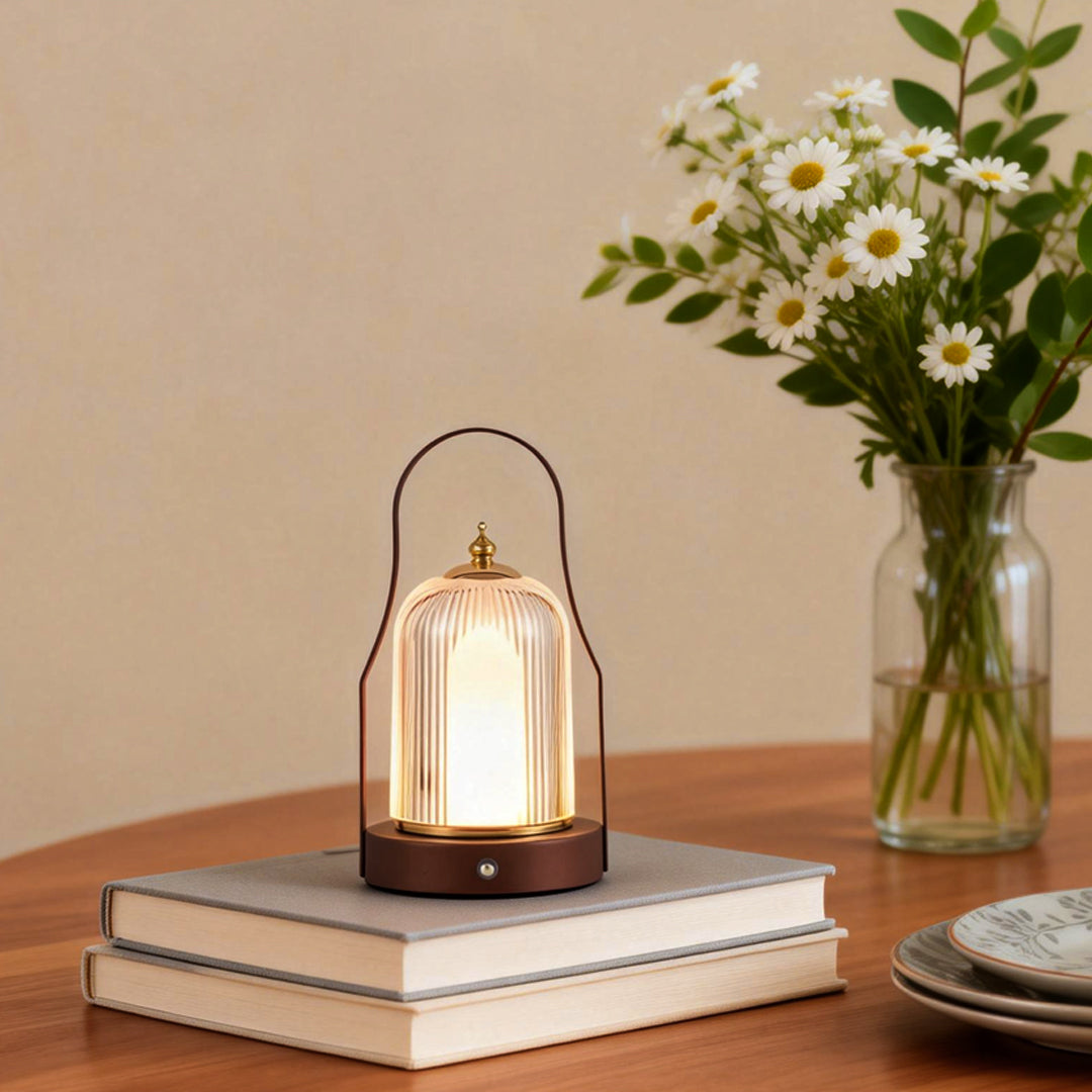 Cordless Lantern Lamp — Brushed Brass Rechargeable Table Lamp, 3 Colors
