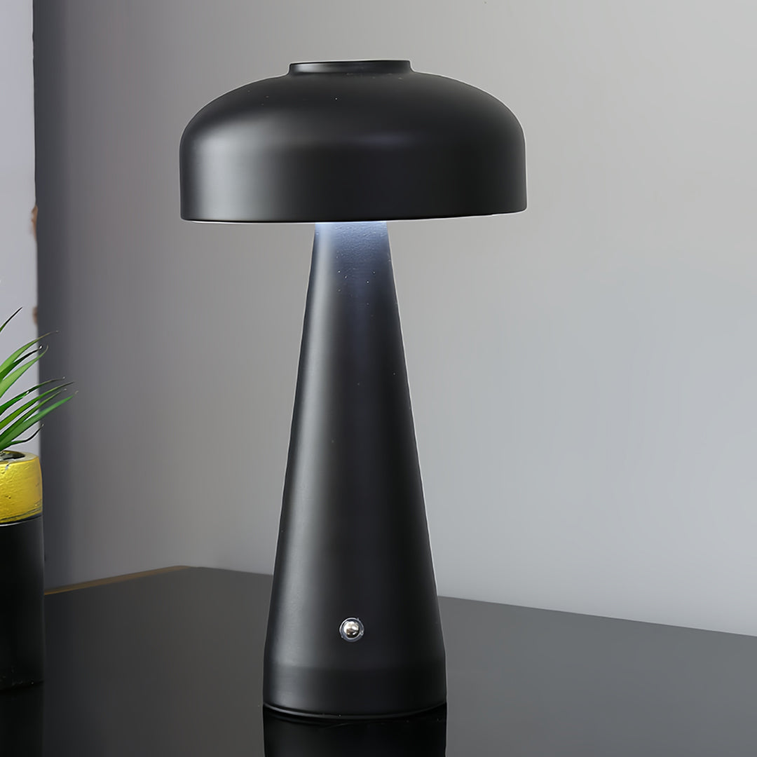 Mini Mushroom Table Lamp, Cordless Iron Dome, Touch Dimmer, 3 Colors