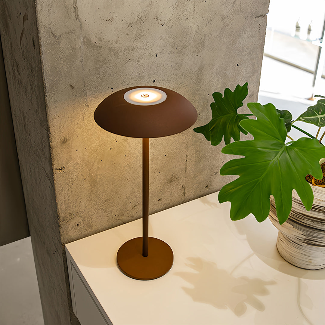 Cordless Mushroom Table Lamp, 3600mAh Long-Run Battery, Touch Dimmer