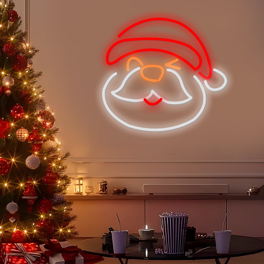 Santa Neon Sign — Winking Santa Claus LED Christmas Wall Light, Dimmable