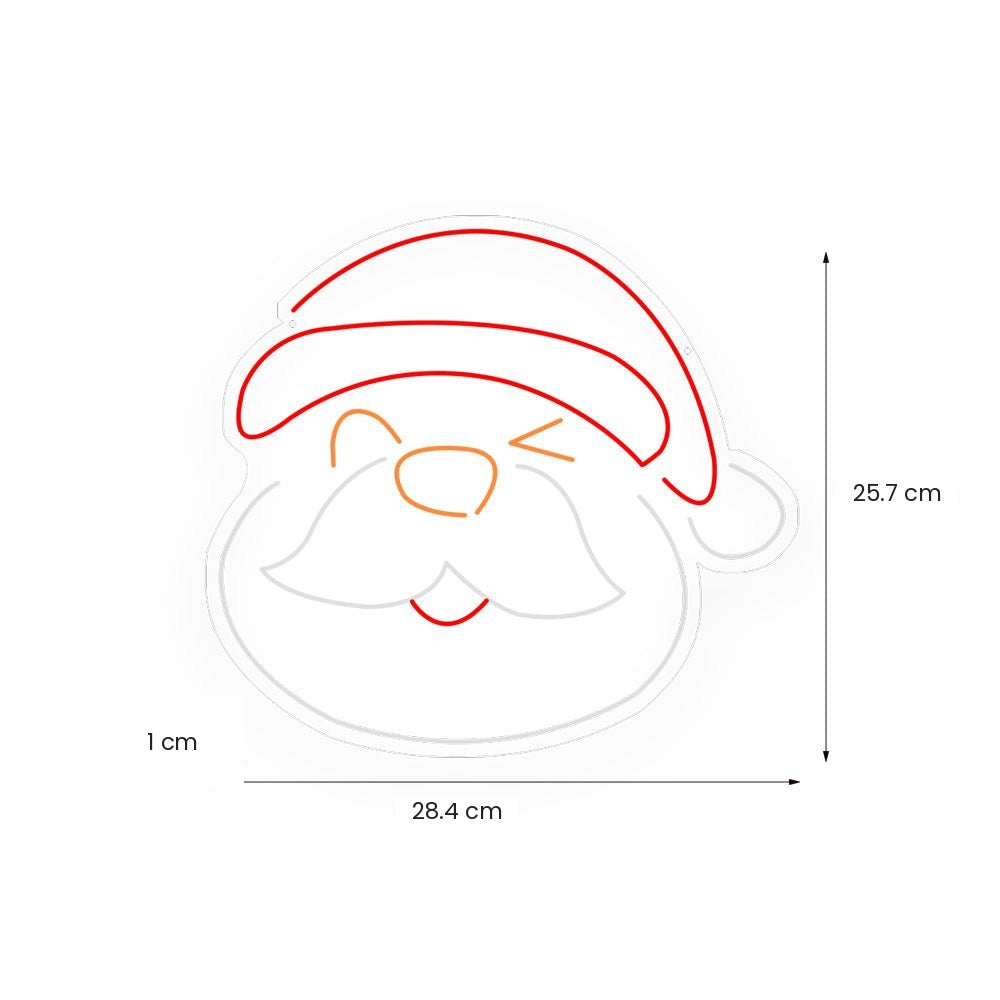 Santa Neon Sign — Winking Santa Claus LED Christmas Wall Light, Dimmable