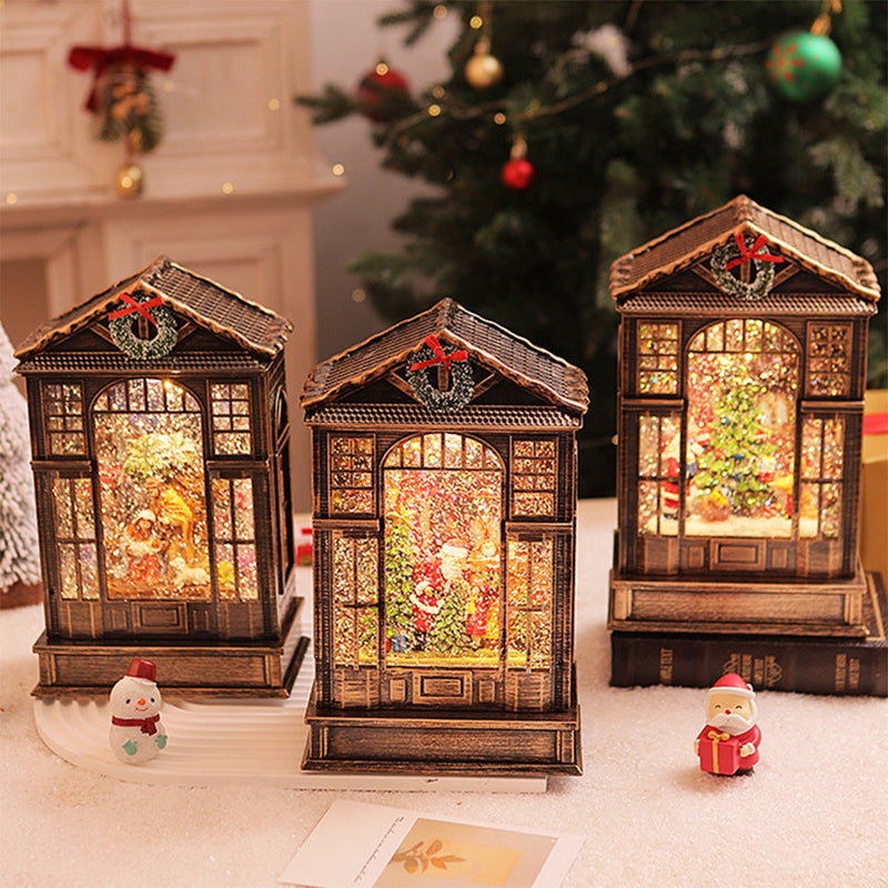 Christmas House Lantern — LED Light-Up Decor, Santa, Snowman or Nativity