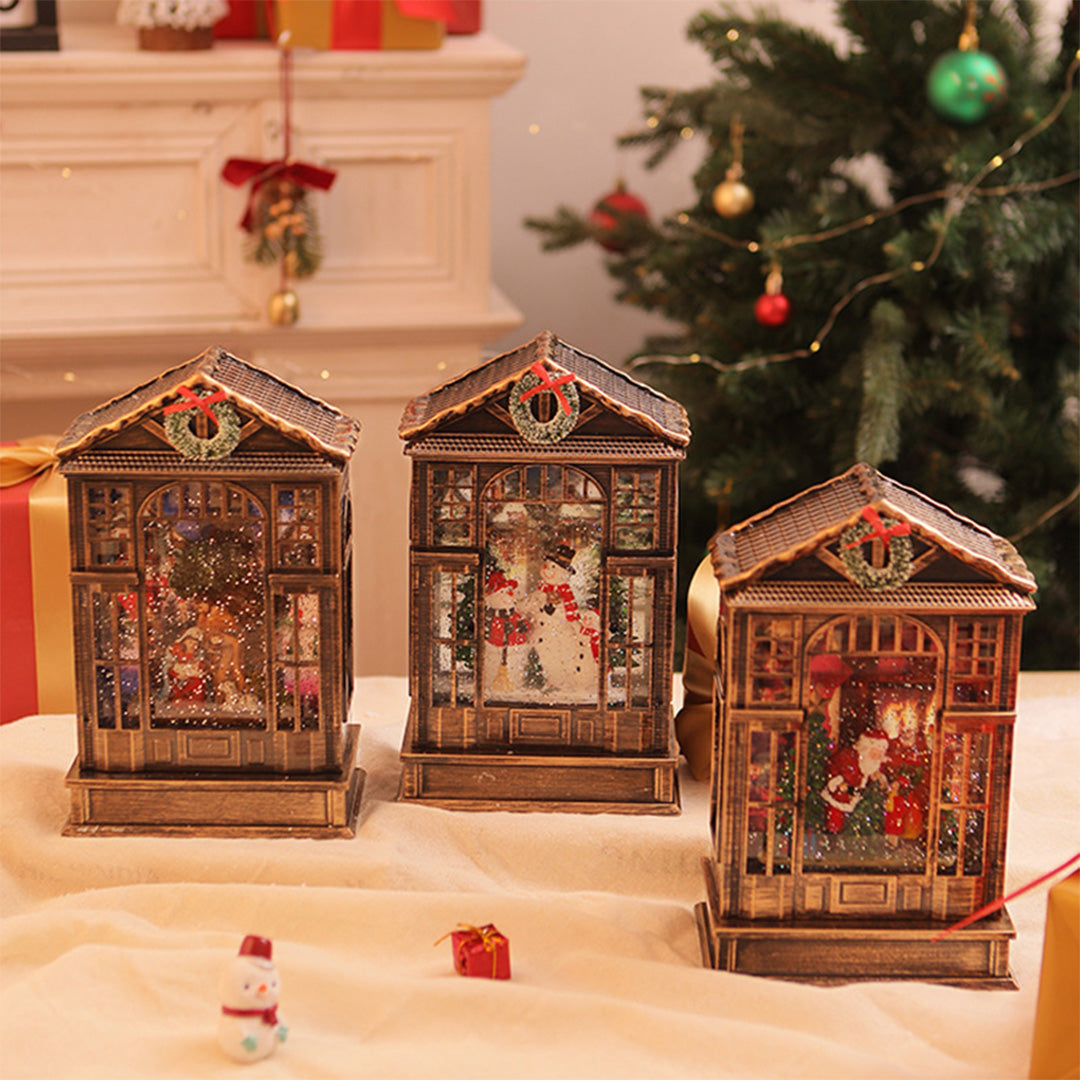 Christmas House Lantern — LED Light-Up Decor, Santa, Snowman or Nativity
