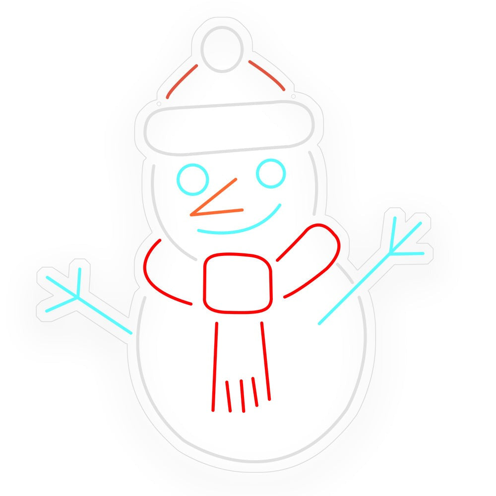 Snowman Neon Sign — Colorful LED Christmas Wall Light with Dimmer