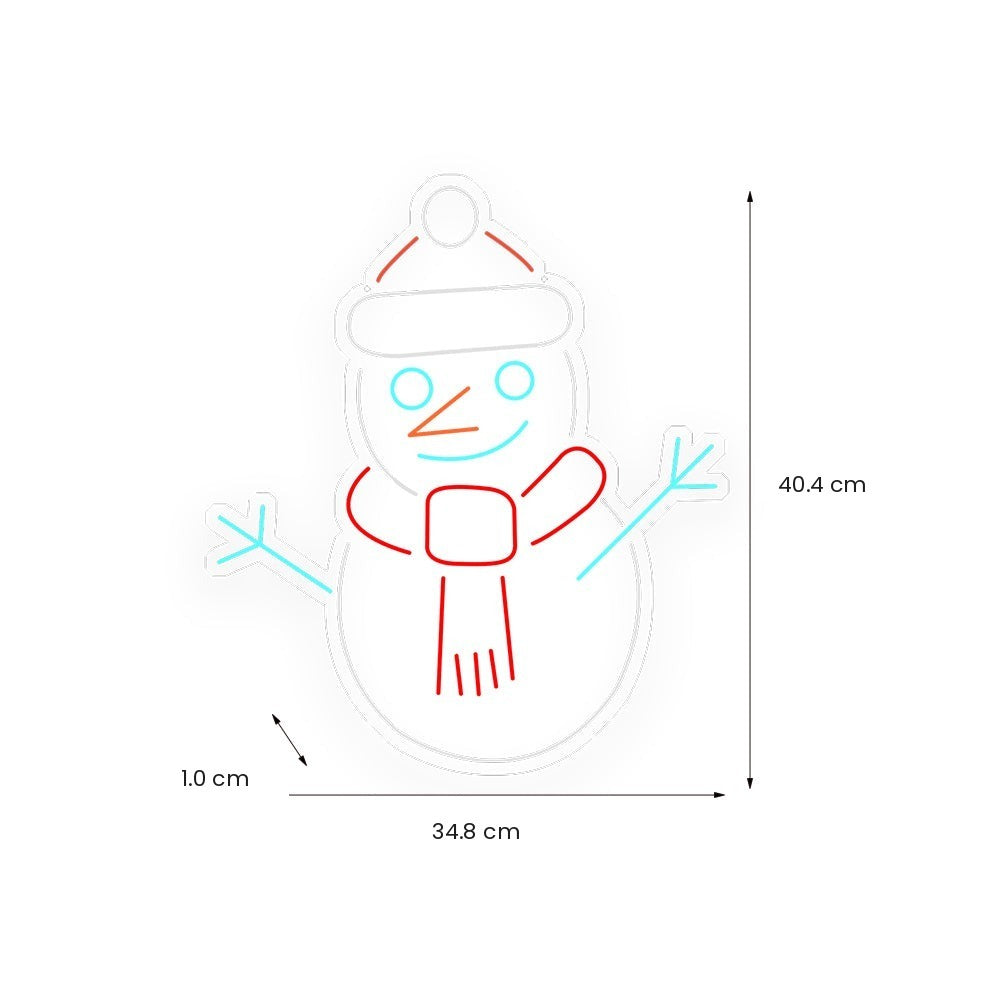 Snowman Neon Sign — Colorful LED Christmas Wall Light with Dimmer