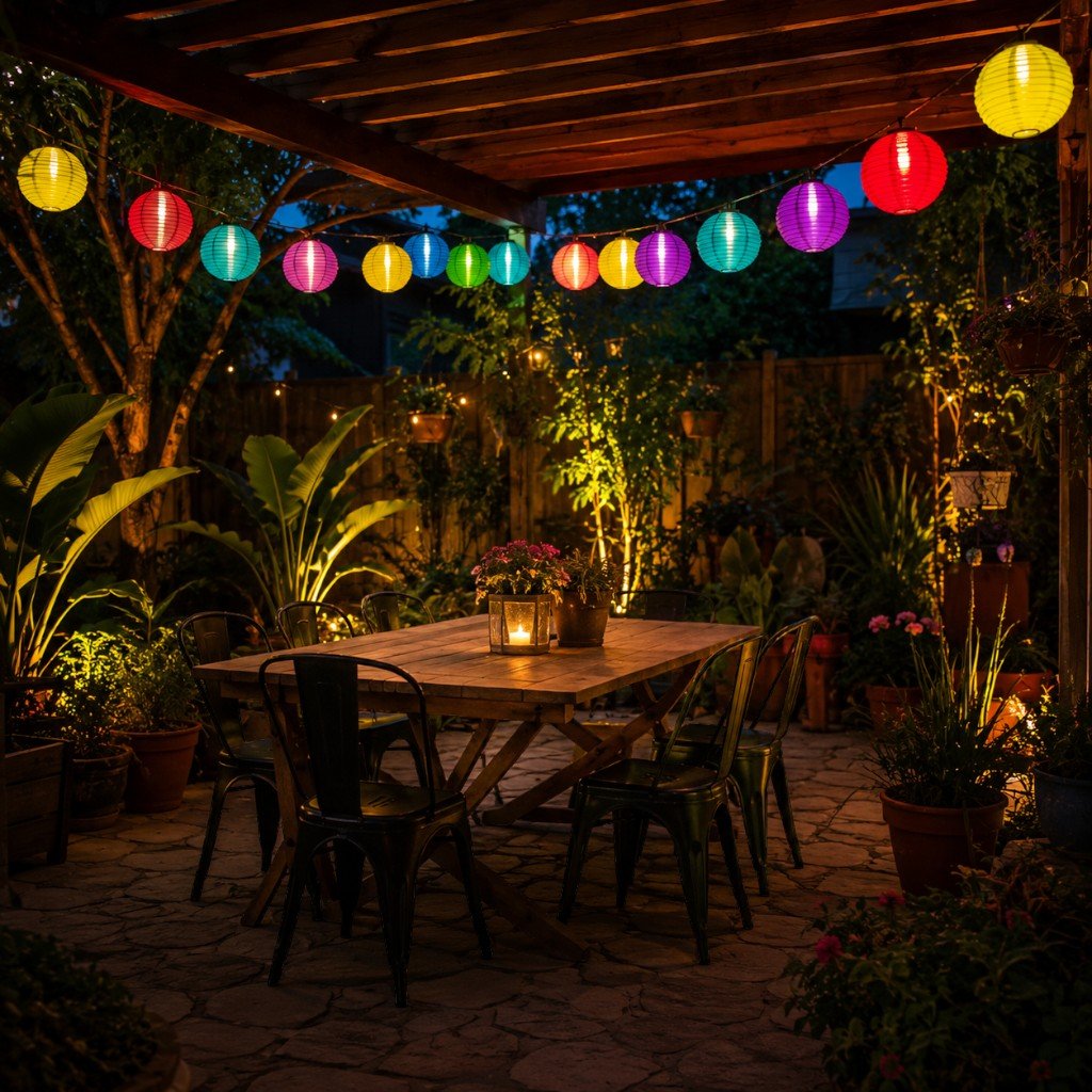 Solar Lantern String Lights — Outdoor Fabric Lantern Lights, 10 to 30 LEDs