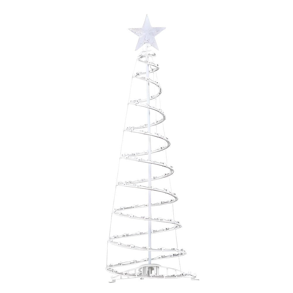 Spiral Christmas Tree Light — LED Floor Lamp with Star Topper, Warm White
