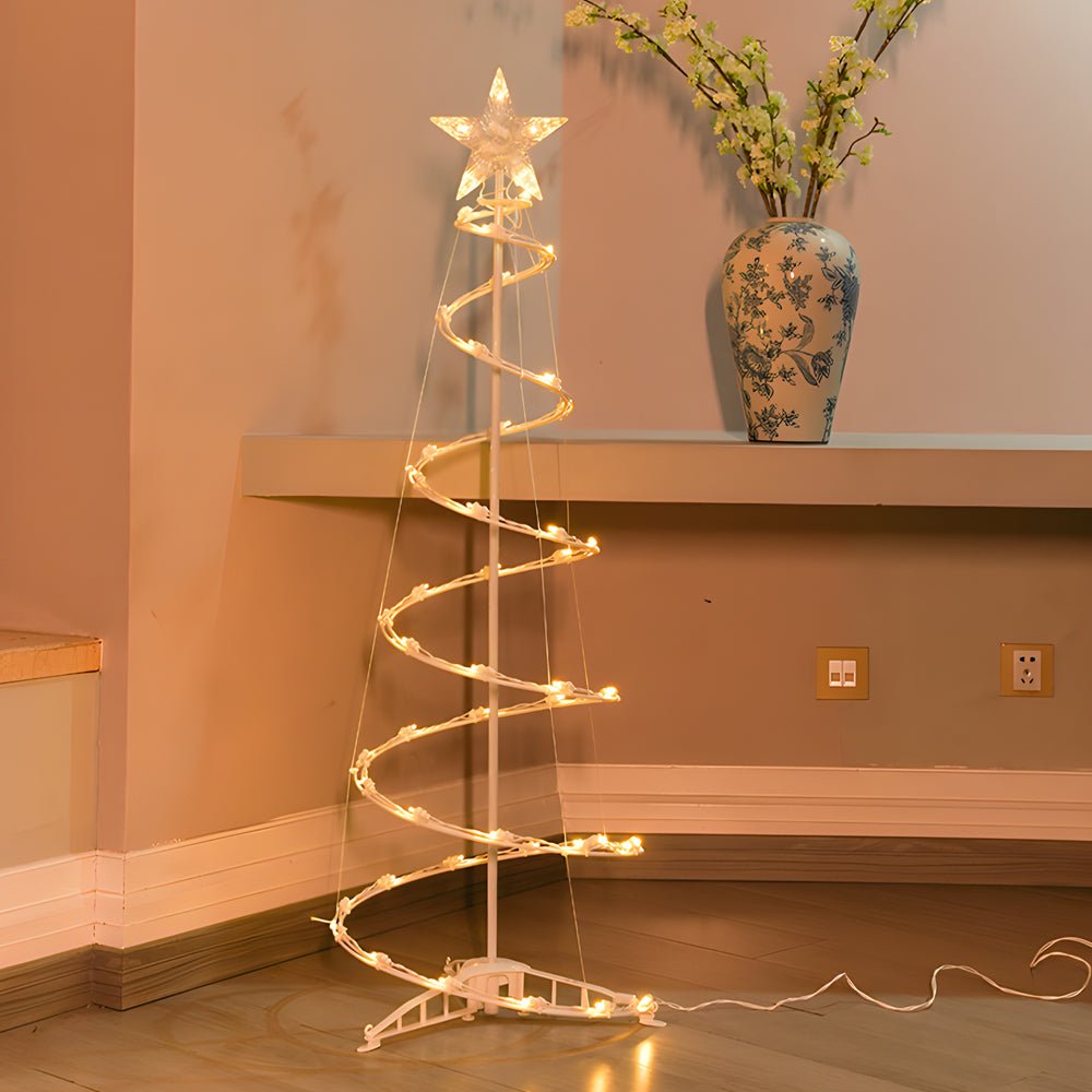 Spiral Christmas Tree Light — LED Floor Lamp with Star Topper, Warm White