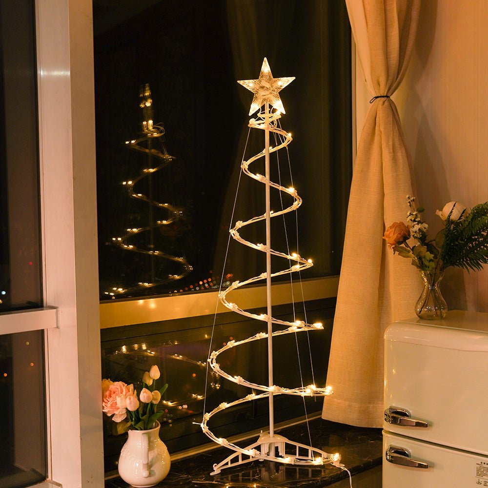 Spiral Christmas Tree Light — LED Floor Lamp with Star Topper, Warm White
