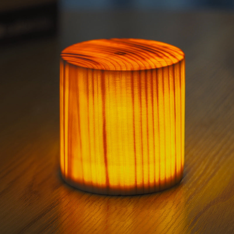 Cordless Wood Table Lamp — Solid Pine LED Lamp, Rechargeable Touch Dimmer