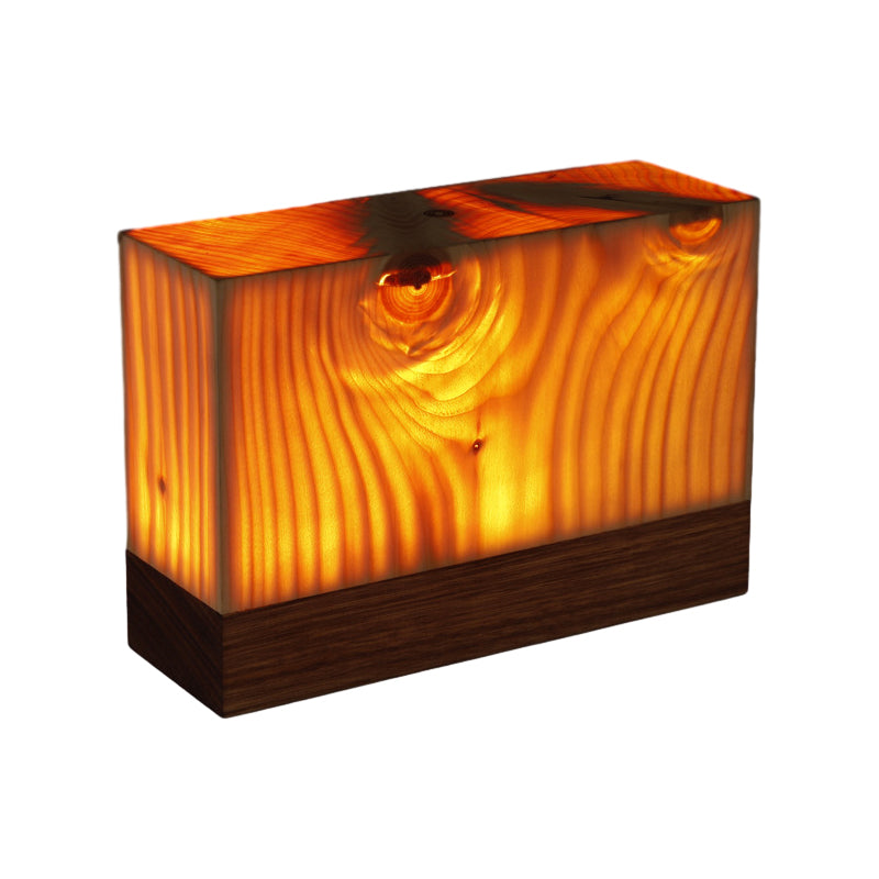 Cordless Wood Table Lamp — Solid Pine LED Lamp, Rechargeable Touch Dimmer