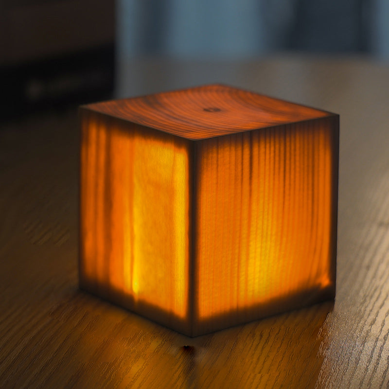 Cordless Wood Table Lamp — Solid Pine LED Lamp, Rechargeable Touch Dimmer