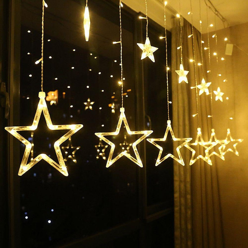 Star Curtain Lights — Acrylic Star LED Christmas Window Lights, 8 Modes