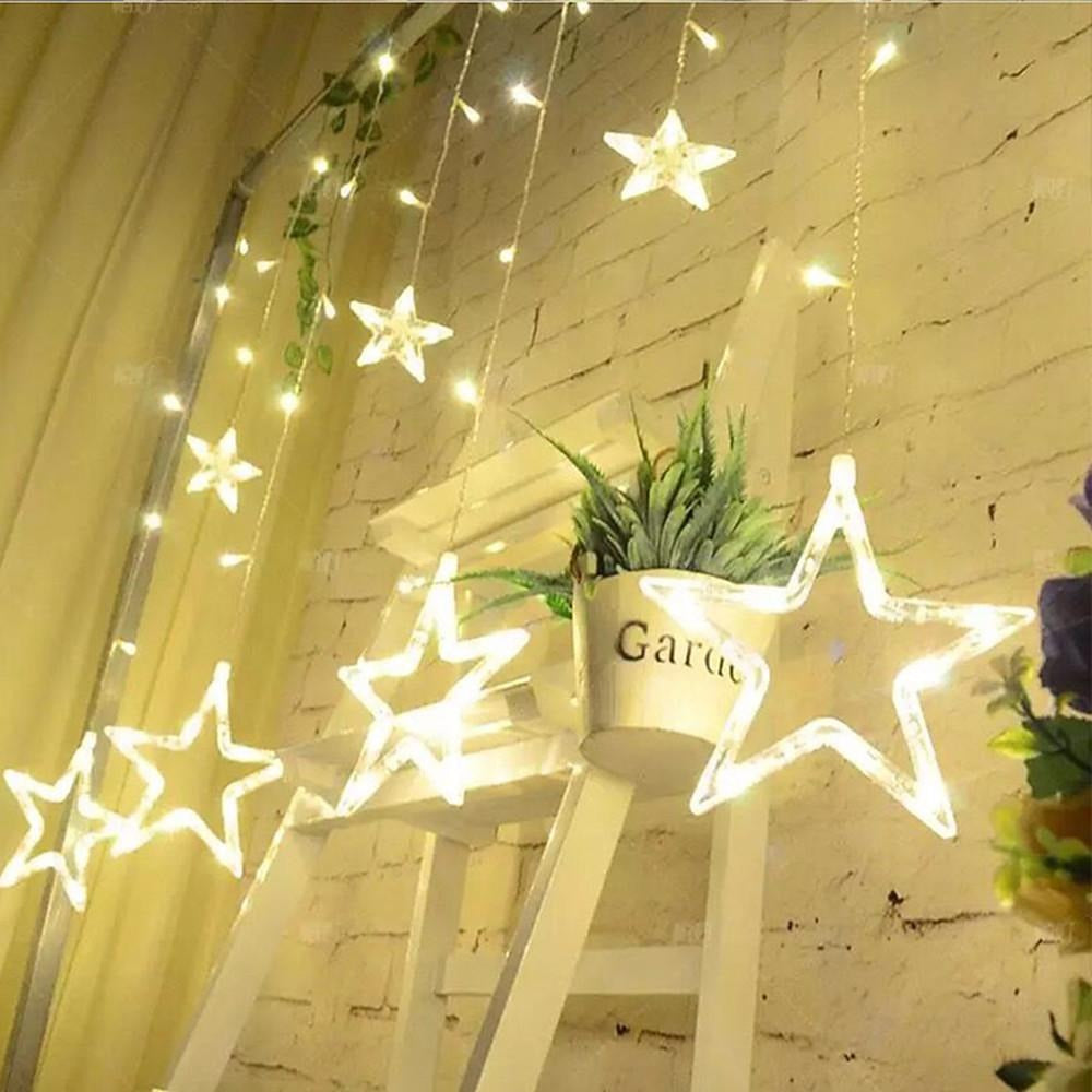 Star Curtain Lights — Acrylic Star LED Christmas Window Lights, 8 Modes