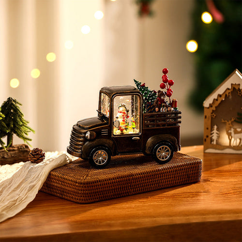 Christmas Truck Lamp — Vintage Snowfall Table Decoration, USB Powered – view 2