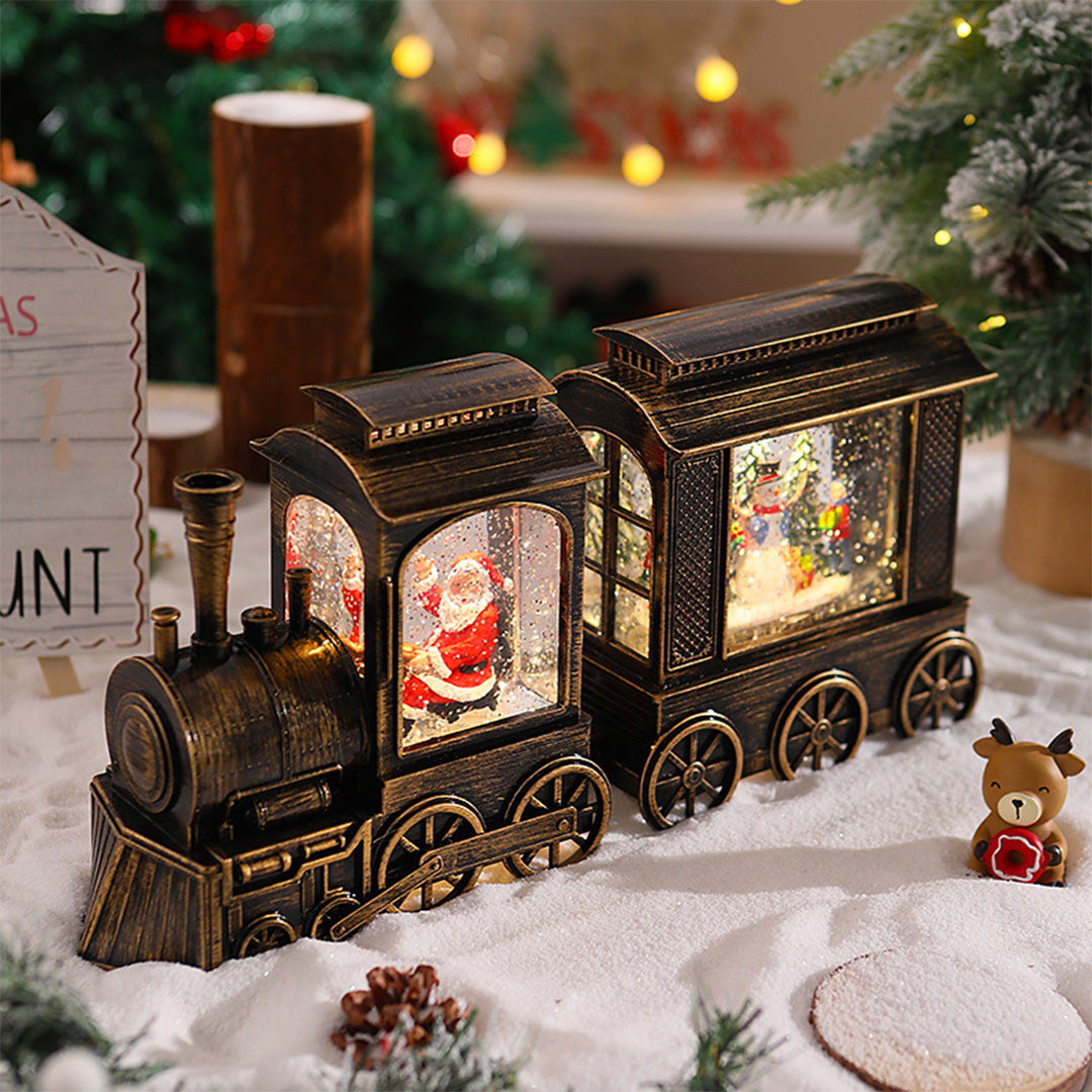 Christmas Train Light — Snowfall Lantern with Santa or Snowman, USB