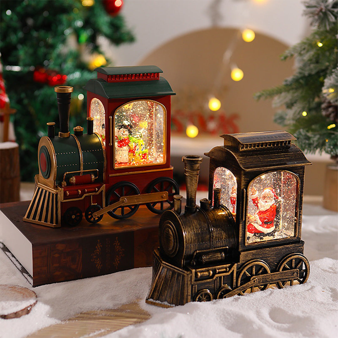 Christmas Train Light — Snowfall Lantern with Santa or Snowman, USB