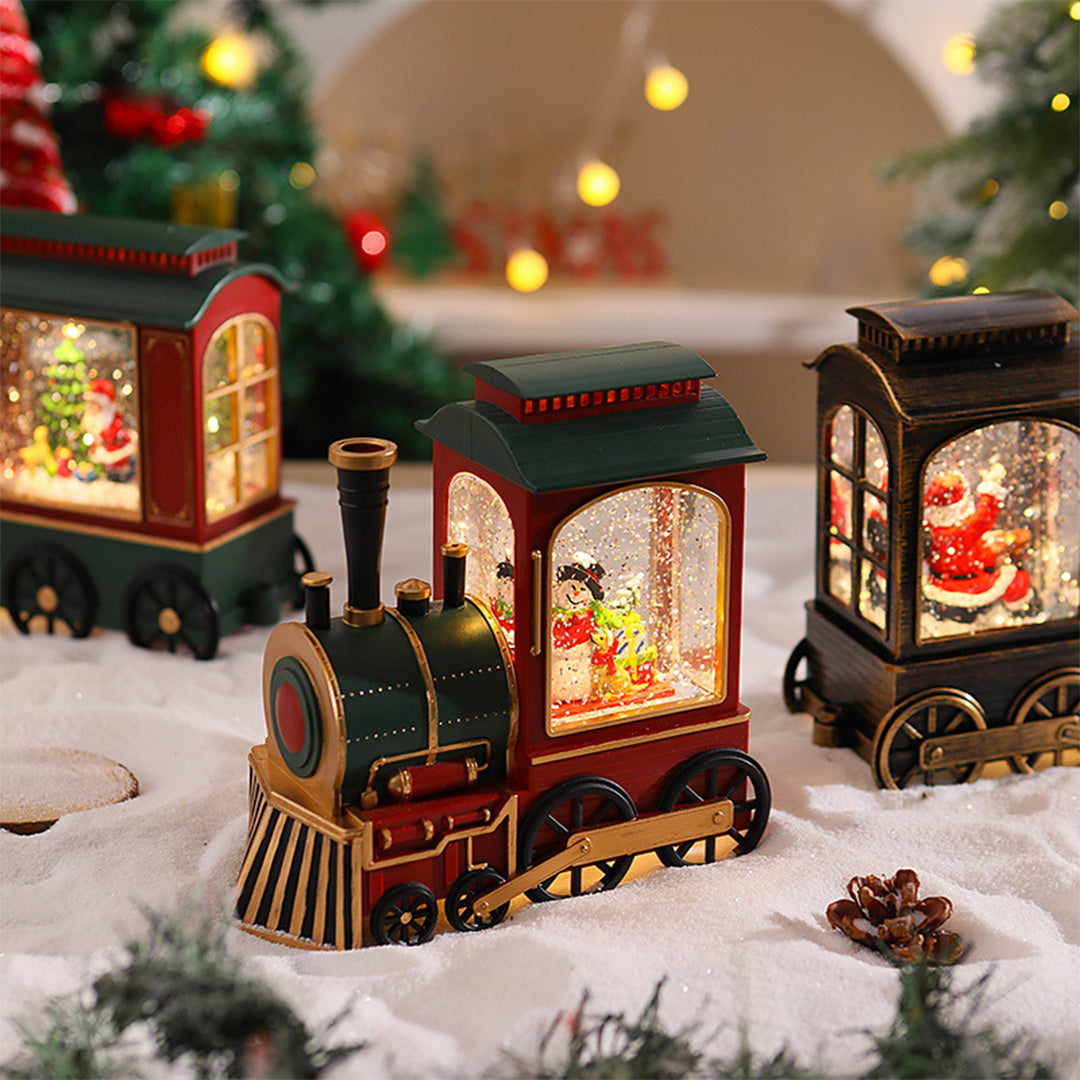 Christmas Train Light — Snowfall Lantern with Santa or Snowman, USB