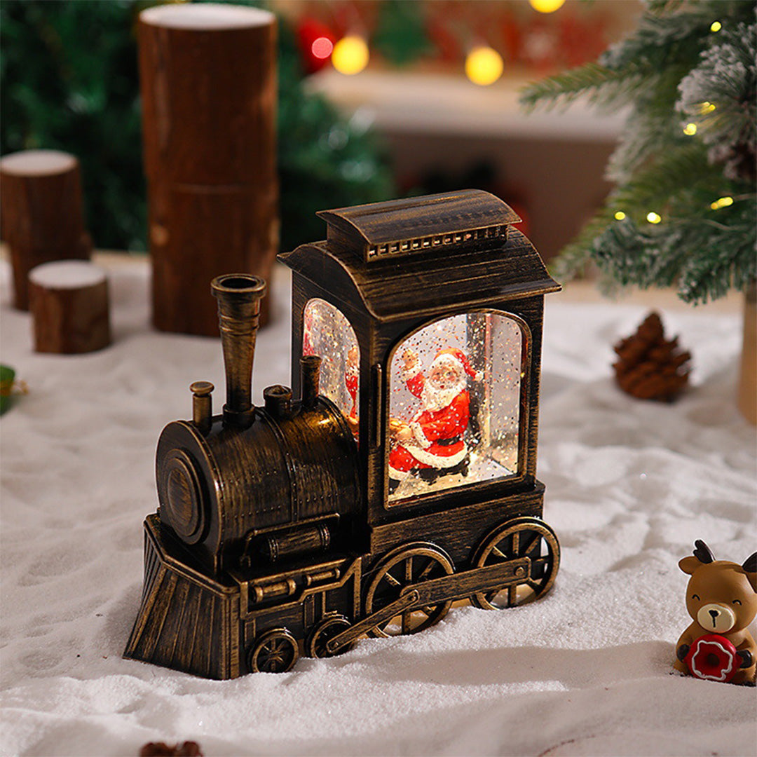 Christmas Train Light — Snowfall Lantern with Santa or Snowman, USB