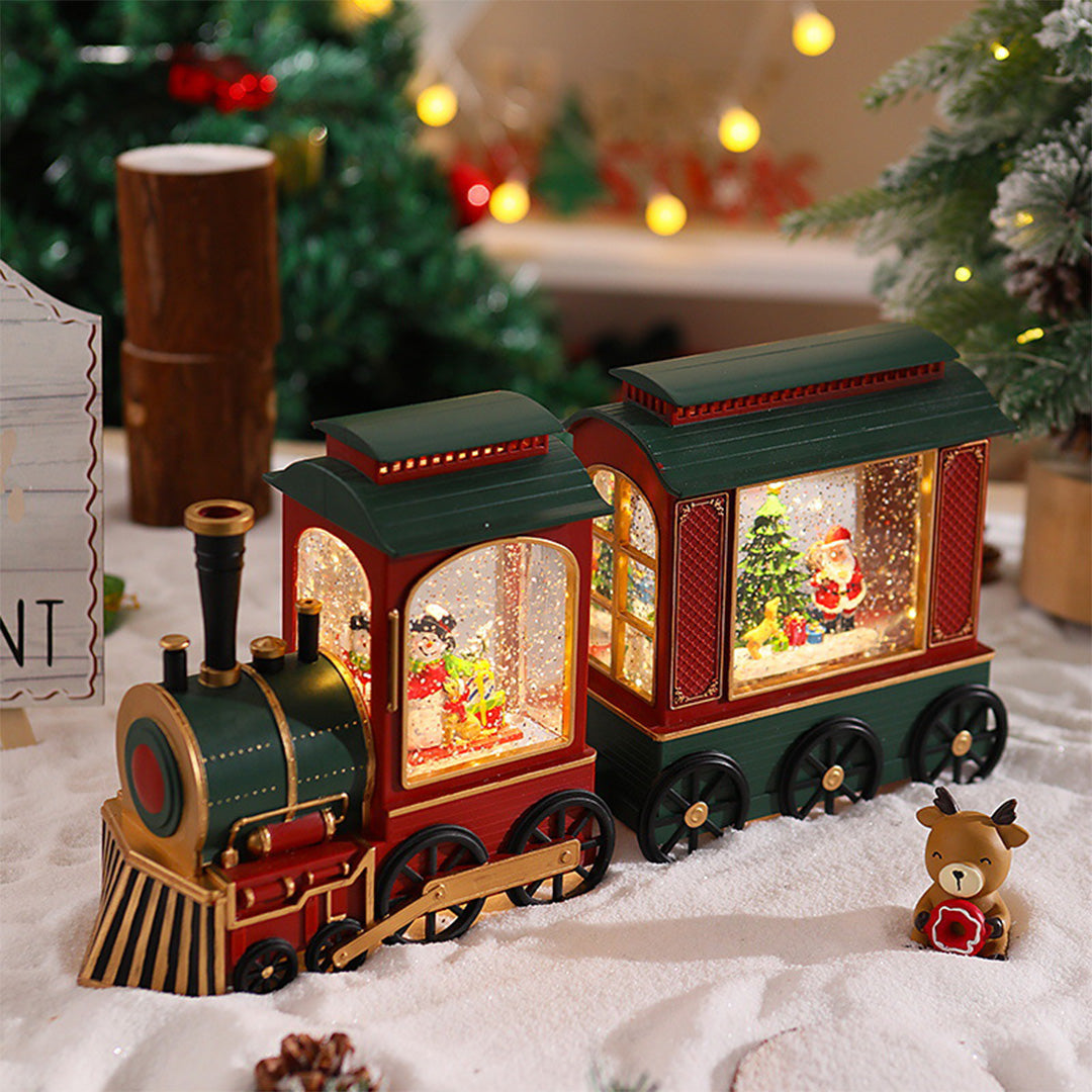 Christmas Train Light — Snowfall Lantern with Santa or Snowman, USB