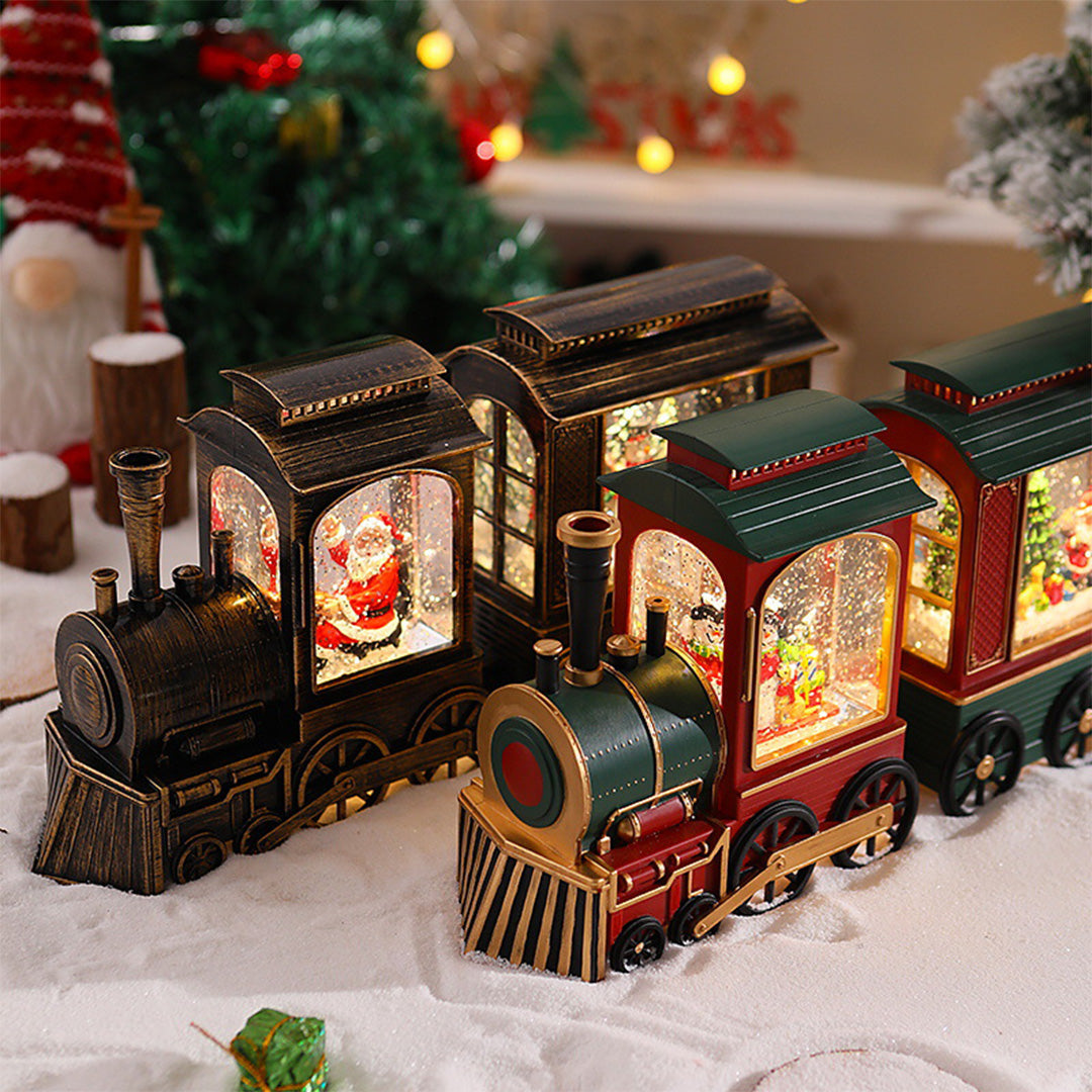 Christmas Train Light — Snowfall Lantern with Santa or Snowman, USB
