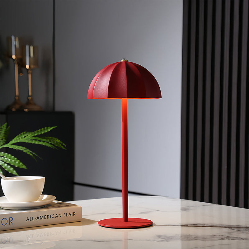 Cordless Mushroom Lamp — Iron Dome Table Lamp, Rechargeable Touch Dimmer