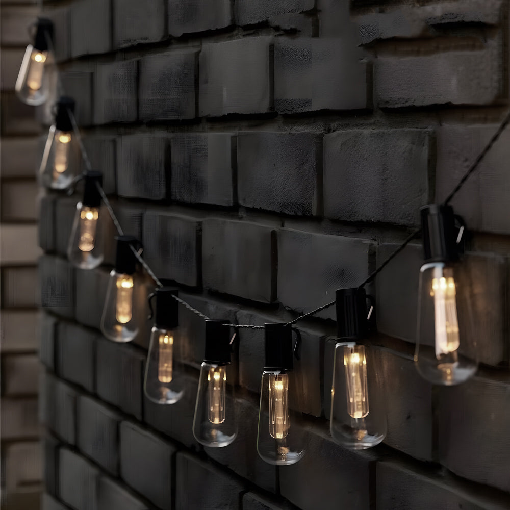 Solar String Lights — Vintage Edison Bulb Outdoor Lights, 32.8 ft