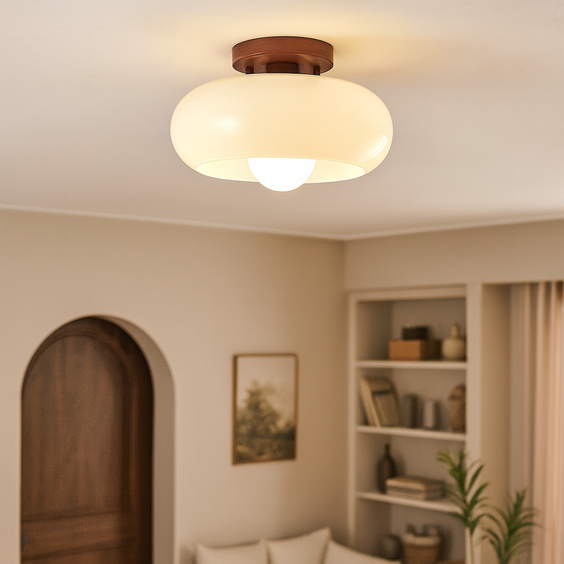 Dessau Cream Glass Flush Mount Ceiling Light