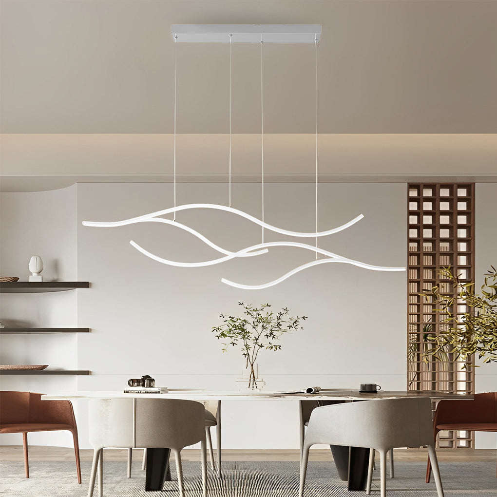Curved LED Pendant Light Wavy LED Metal Ceiling Light