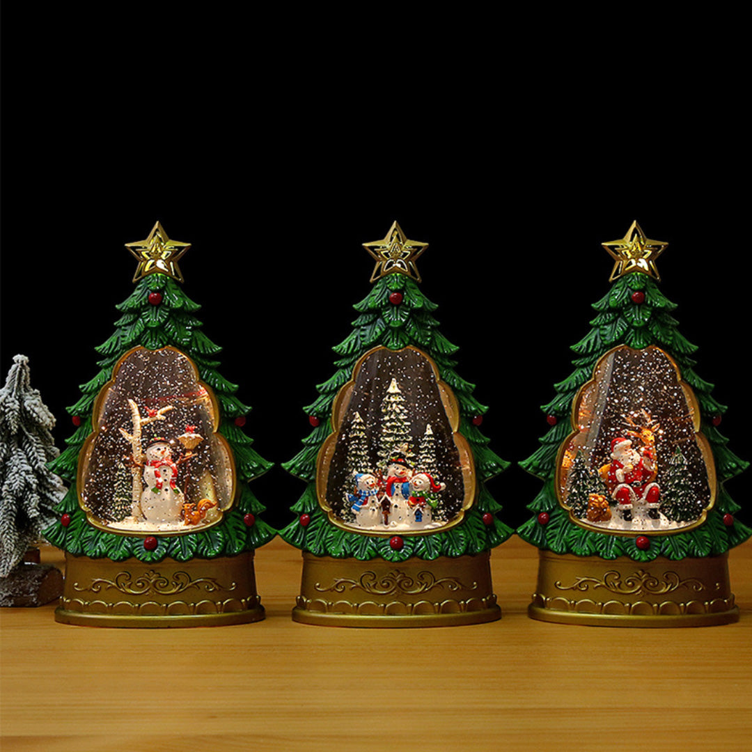Christmas Snow Globe Night Light — Musical Tree Lamp with Swirling Snow