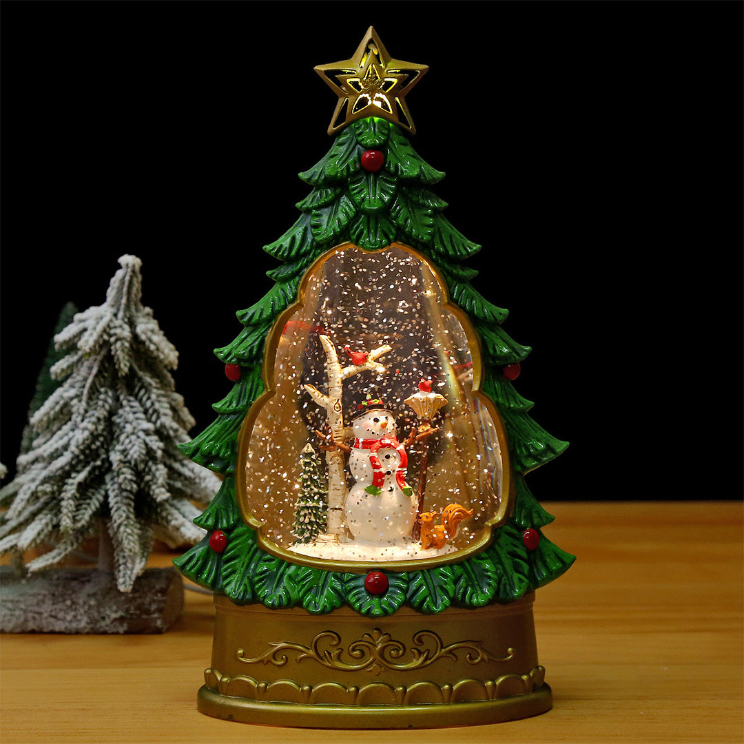 Christmas Snow Globe Night Light — Musical Tree Lamp with Swirling Snow
