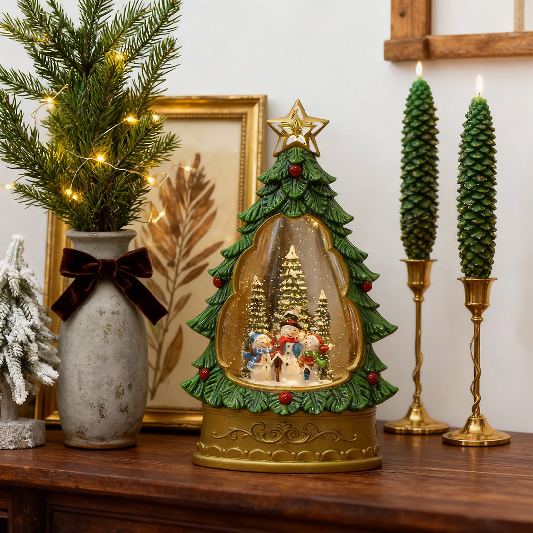 Christmas Snow Globe Night Light — Musical Tree Lamp with Swirling Snow