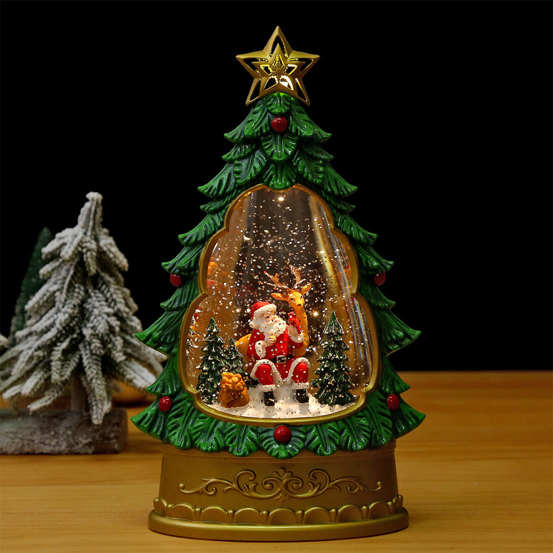 Christmas Snow Globe Night Light — Musical Tree Lamp with Swirling Snow