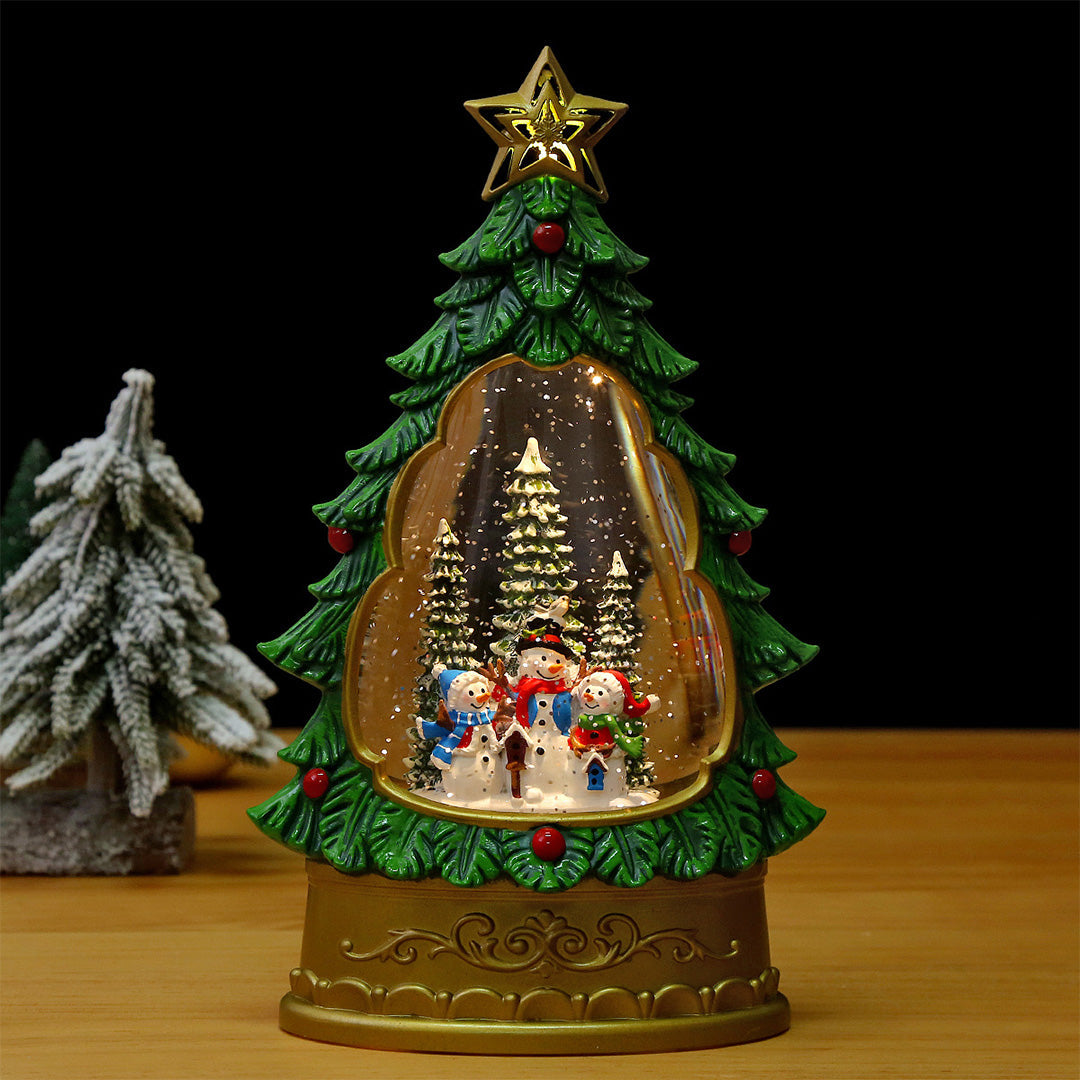 Christmas Snow Globe Night Light — Musical Tree Lamp with Swirling Snow