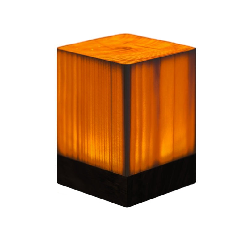 Cordless Wood Table Lamp — Solid Pine LED Lamp, Rechargeable Touch Dimmer