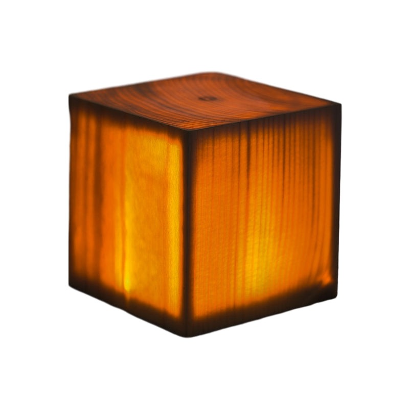 Cordless Wood Table Lamp — Solid Pine LED Lamp, Rechargeable Touch Dimmer