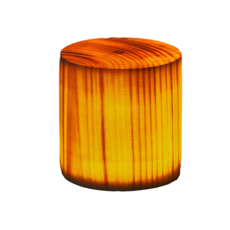 Cordless Wood Table Lamp — Solid Pine LED Lamp, Rechargeable Touch Dimmer