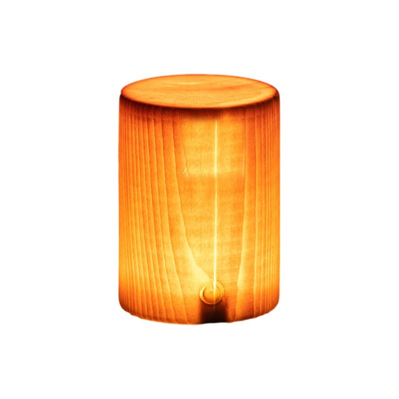 Cordless Wood Table Lamp — Solid Pine LED Lamp, Rechargeable Touch Dimmer