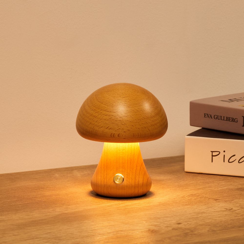 Juniper Wooden Mushroom Table Lamp