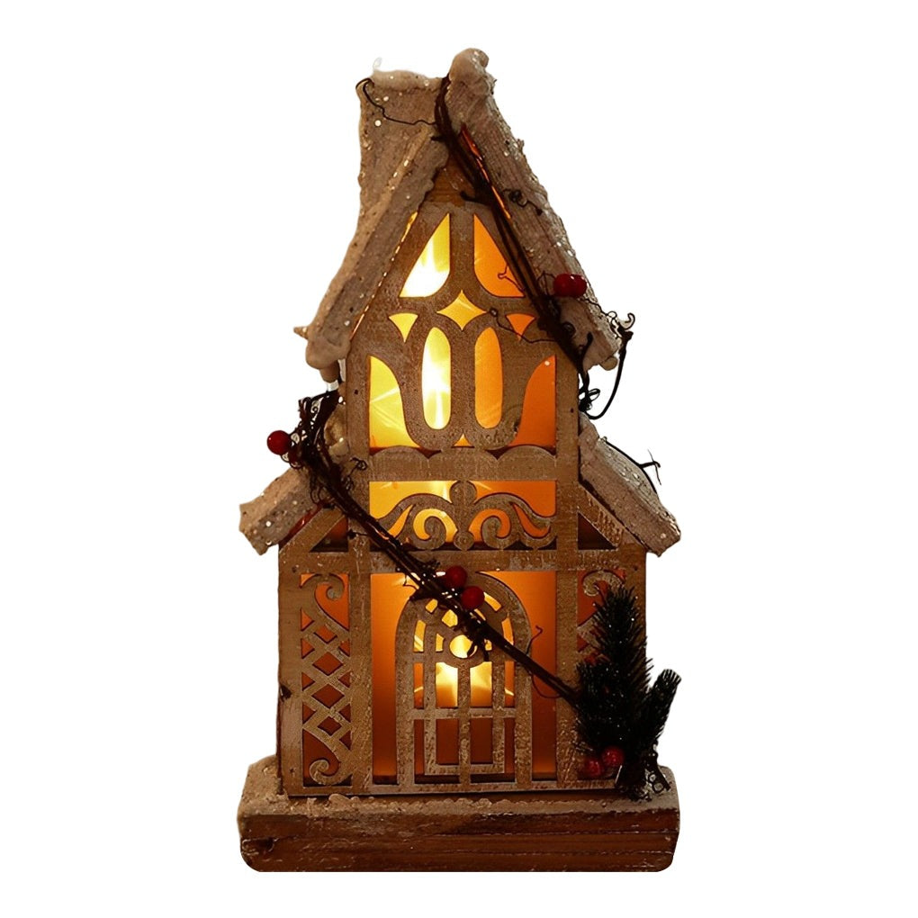 Wooden Christmas Village Houses — Battery Light-Up Table Decor, 7 Styles