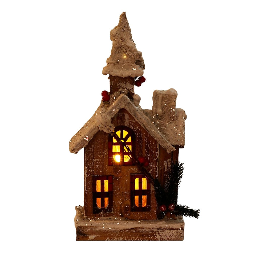 Wooden Christmas Village Houses — Battery Light-Up Table Decor, 7 Styles