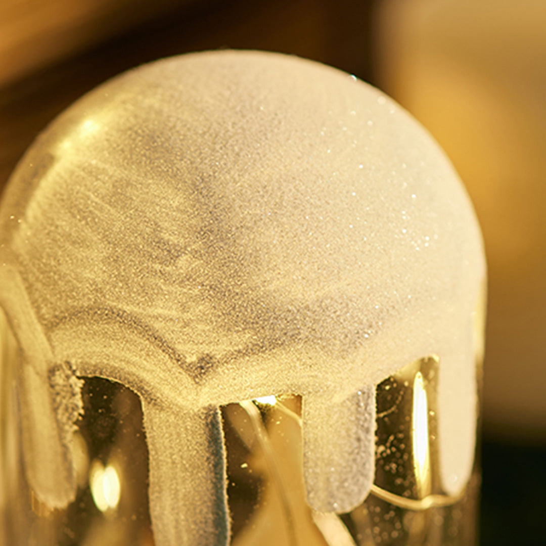 Christmas Snow Globe Lamp — Glass Dome Scene on Wood Base, Battery
